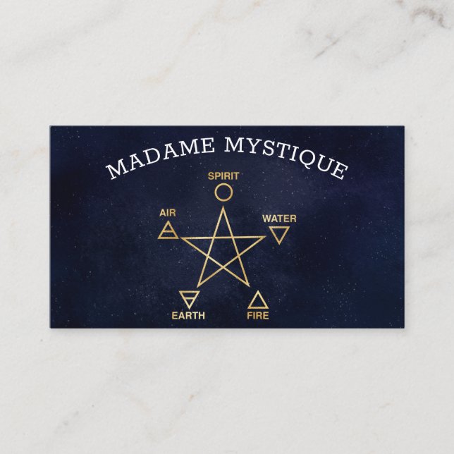 Celestial 5 Elements Pentagram Psychic Business Card (Front)
