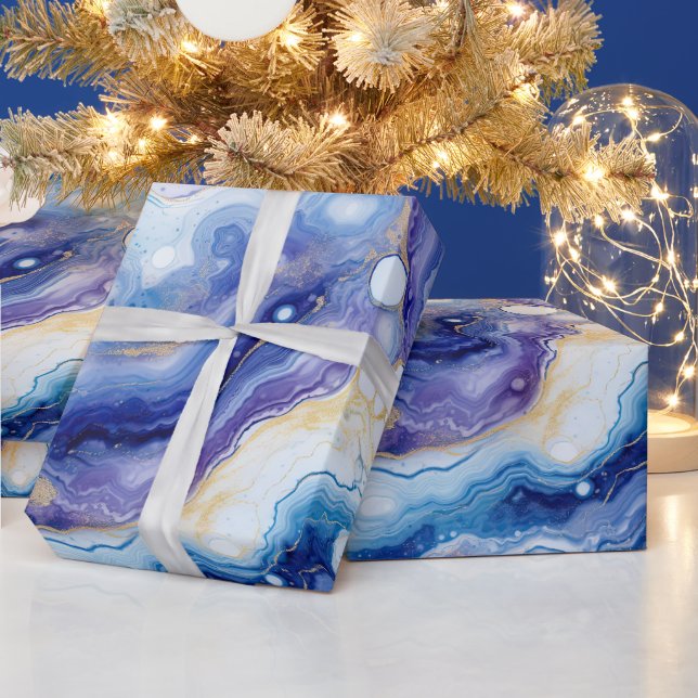 Celestial Agate | Abstract Galaxy Stone Pattern Wrapping Paper (Holidays)