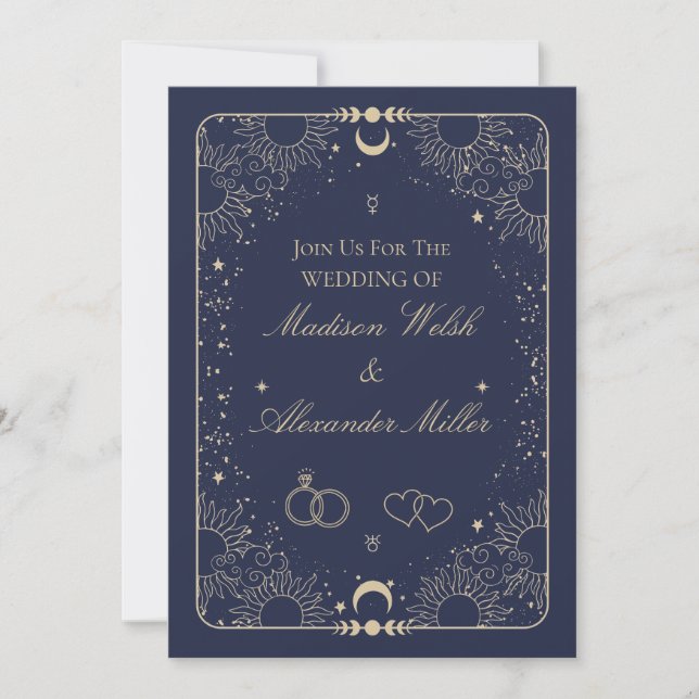 Celestial and Astrology Wedding Stationery Invitation (Front)