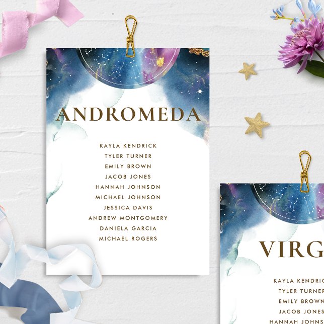 Celestial Andromda Seating Chart Card w Guest Name (Creator Uploaded)