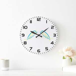 Celestial Angel Wings with Sparkling Stars  Large Clock