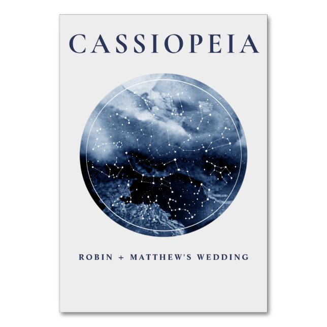 Celestial, Any Constellation Blue and Grey Table Number (Front)