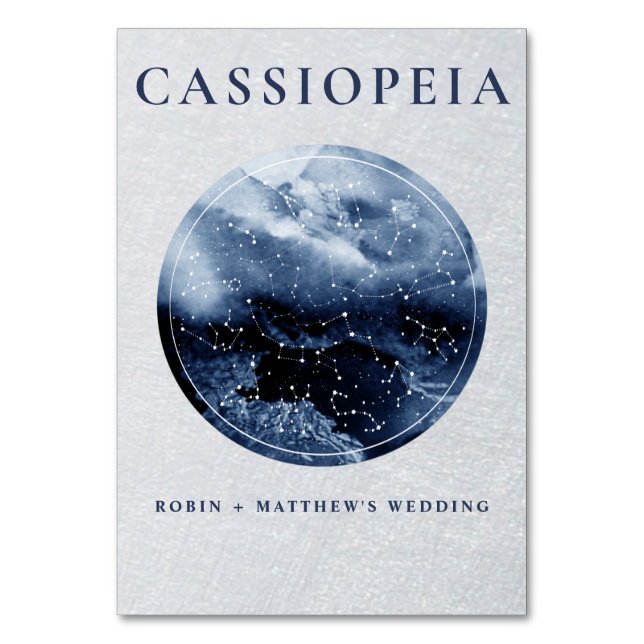 Celestial, Any Constellation Blue and Silver Table Number (Front)