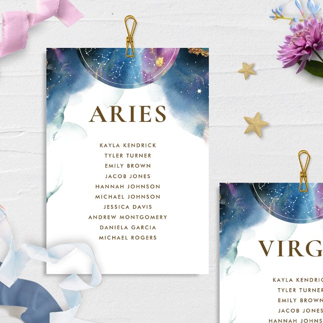 Celestial Aries Seating Chart Card w/ Guest Name (Creator Uploaded)