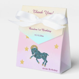 Celestial Aries Watercolor 1st Birthday Favor Box
