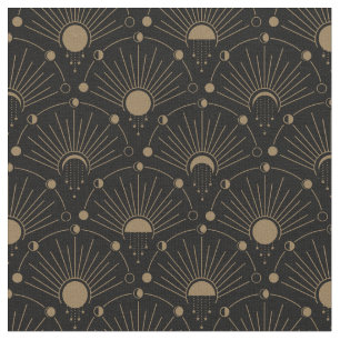 Celestial Art Deco 1920's Vintage Moon and Stars Fabric