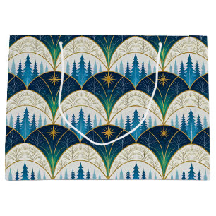 Celestial Art Deco Forest Holiday Large Gift Bag