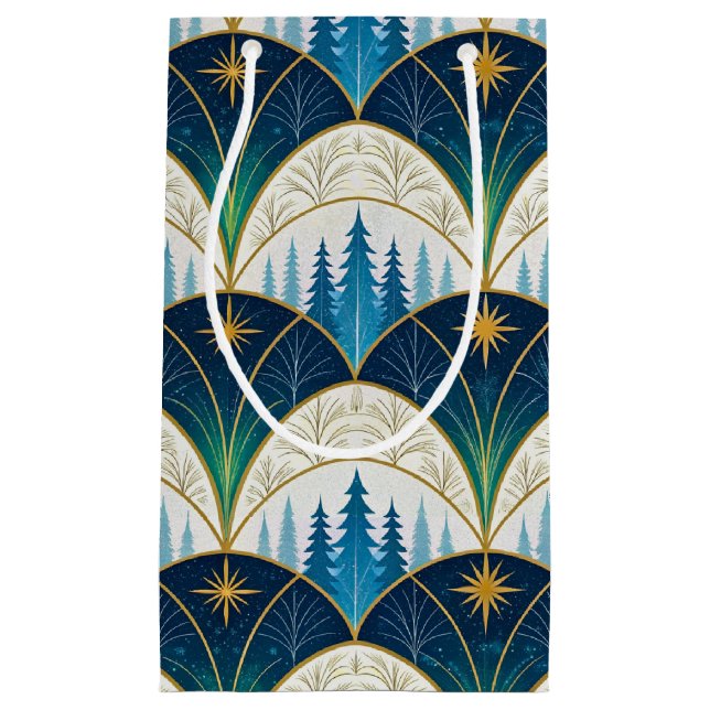 Celestial Art Deco Forest Holiday Small Gift Bag (Front)