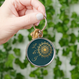 Celestial Art Deco Rainbow & Sun Keychain