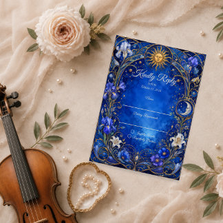 Celestial Art Nouveau Wedding RSVP Card