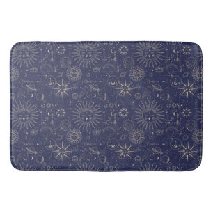 Celestial Astronomy Navy Pattern Bath Mat