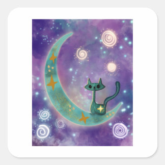 Celestial Atomic Cat Square Sticker