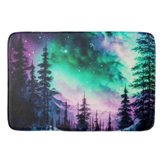 Celestial Aurora Borealis Northern Lights Vivid  Bath Mat