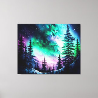 Celestial Aurora Borealis Northern Lights Vivid Canvas Print