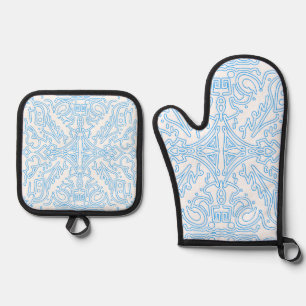 Celestial Azure Tide Oven Mitt & Pot Holder Set
