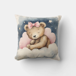 Celestial Baby Bear Girls Nursery Throw Pillow