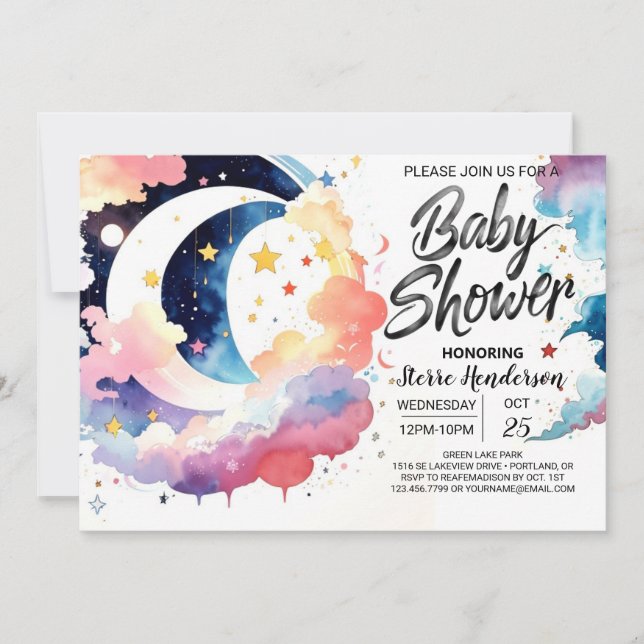Celestial Baby Shower Moonlight Invitation (Front)
