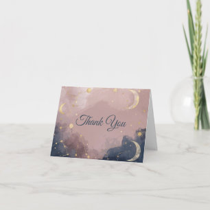 Celestial Baby Shower Thank You Card Gold Moon