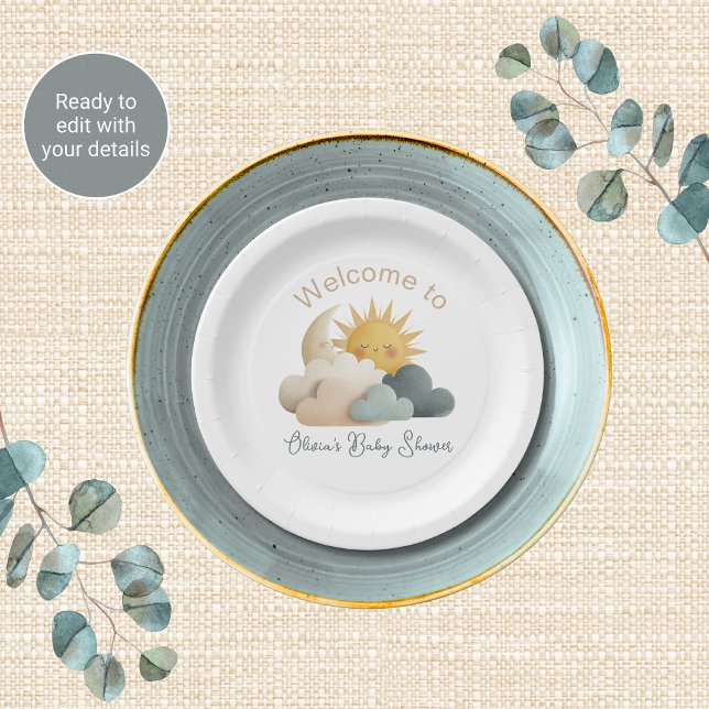 Celestial Baby Shower Theme Paper Plates (Creator Uploaded)