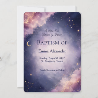 Celestial Baptism Invitation | Watercolor Galaxy