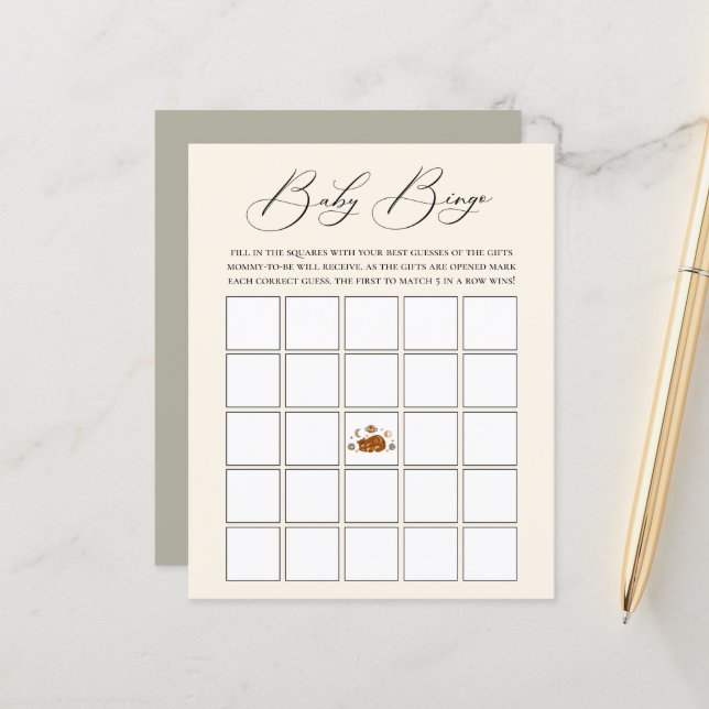 Celestial Bear Theme Baby Bingo Game (Front/Back In Situ)