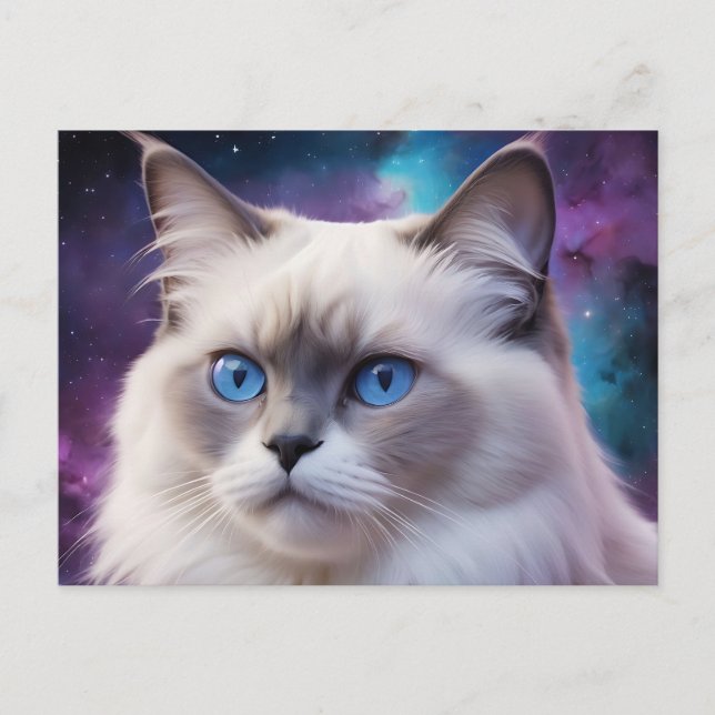 Celestial Birman Cat Portrait Postcard (Front)