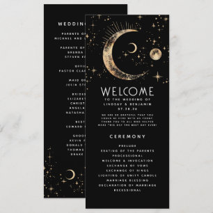 Celestial Black and Gold Wedding Programs
