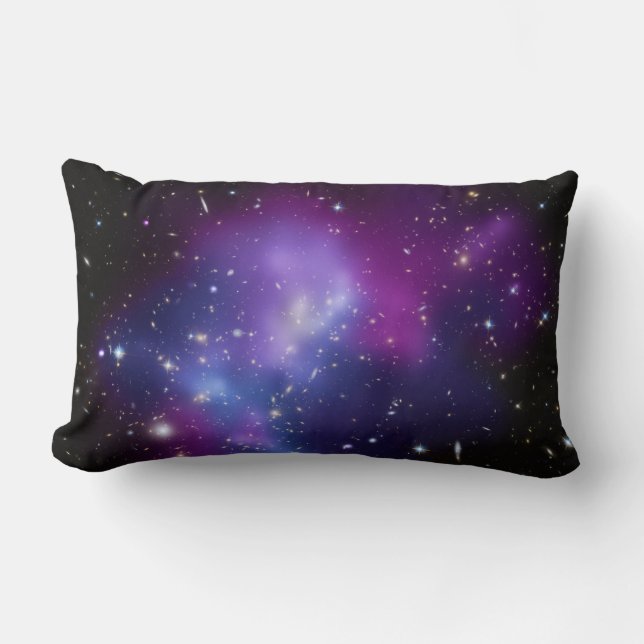 Celestial Black Blue and Purple Galaxy Cluster Lumbar Pillow (Front)