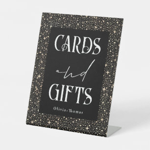 Celestial Black Card and Gifts Wedding Pedestal Sign