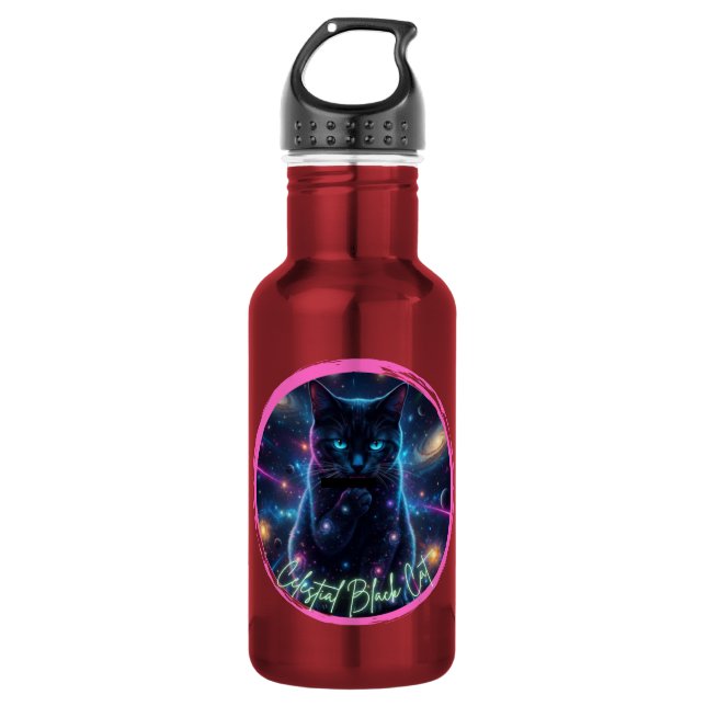 Celestial Black Cat 532 Ml Water Bottle (Front)