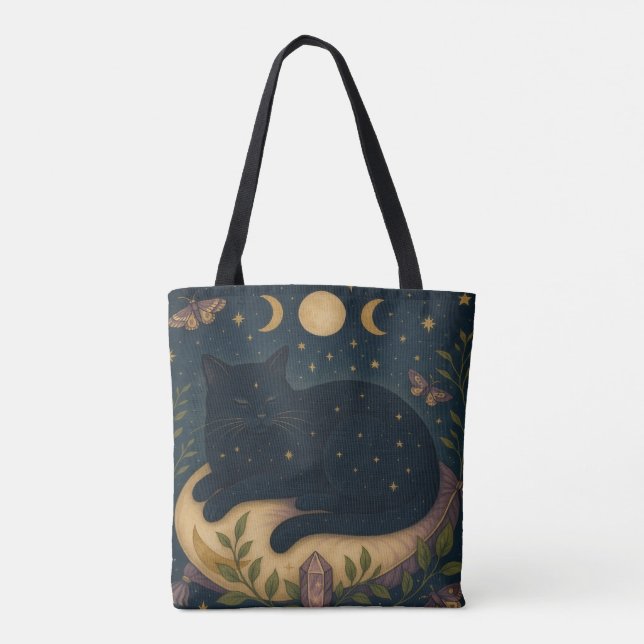 Celestial Black Cat Tote Bag (Back)