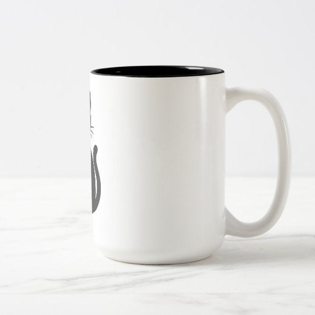 Celestial Black Cat with Crescent Moon | Mystical  Two-Tone Coffee Mug (Right)