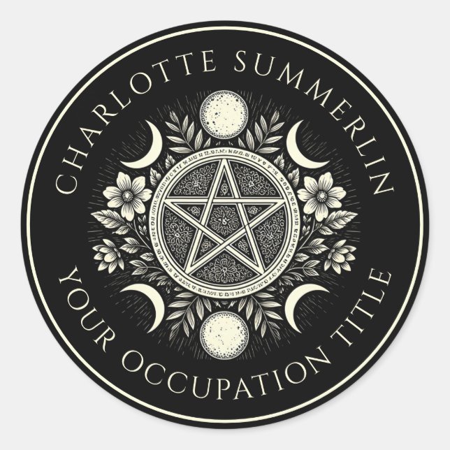 Celestial Black Classic Round Sticker (Front)