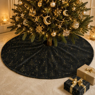 Celestial Black Gold Christmas Tree Skirt