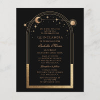 Celestial Black Gold QR Code Quinceañera