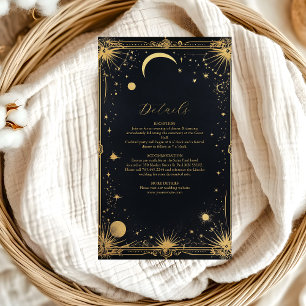 Celestial Black Gold Sun Moon Astronomy Wedding Enclosure Card