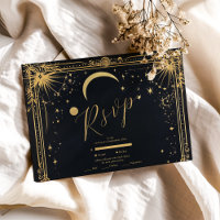 Celestial Black Gold Sun Moon Astronomy Wedding