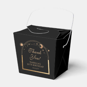 Celestial Black Gold Sun Moon Stars 30th Birthday Favor Box