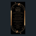 Celestial Black Gold Sun Moon Stars 30th Birthday  Poster<br><div class="desc">Celestial Black Gold Sun Moon Stars 30th Birthday Menu Cards features a golden sun,  moon and stars on a black background with your menu details in the centre in modern gold calligraphy script. Personalize by editing the text in the text boxes provided. Designed for you by Evco Studio www.zazzle.com/store/evcostudio</div>