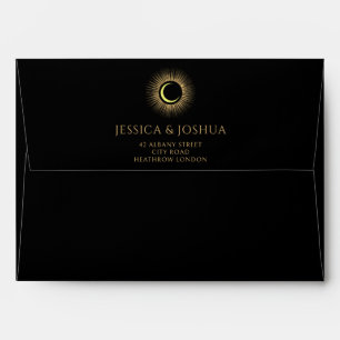 Celestial Black Mystical Sun Crescent Moon Envelope