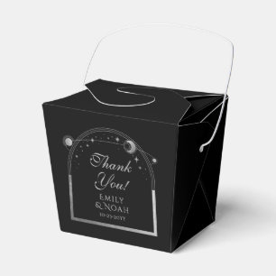 Celestial Black Silver Sun Moon Stars Wedding Favor Box