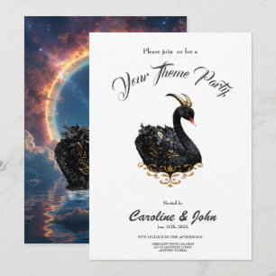 Celestial Black Swan Guardian of the Moonfire Veil Invitation