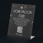 Celestial Black Wedding Honeymoon Fund Pedestal Sign<br><div class="desc">Celestial black and gold wedding pedestal sign "Honeymoon Fund"</div>