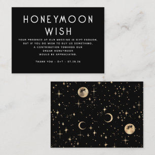 Celestial Black Wedding Honeymoon Wish Enclosure Card