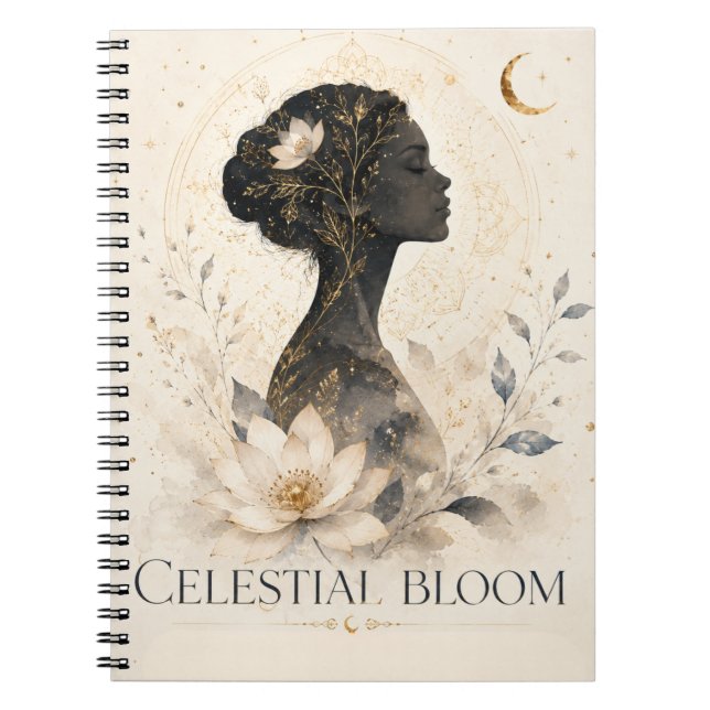 Celestial Bloom Floral Fantasy Notebook  (Front)