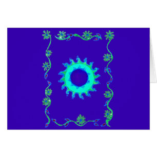 Celestial Bloom: Iridescent Blue Cyan Floral Motif