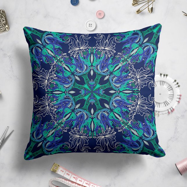 Celestial Bloom Pillow in Midnight Blue (Creator Uploaded)
