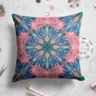 Celestial Bloom Pillow in Pink