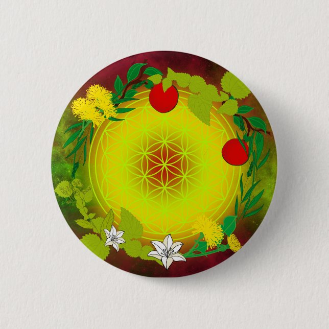 Celestial Bloom – Sacred Geometry 2 Inch Round Button (Front)