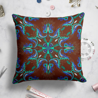 Celestial Bloom Star Pillow in Brown